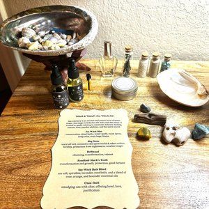 Water Magic Witch/Mermaid Starter Kit Crystal Wicca Box Smudging Oil  Divination